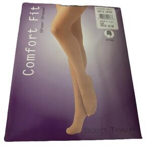 VINTAGE SCOTT‎ TAYLOR CONTROL TOP GENTLE COOPER PANTY HOSE MEDIUM/TALL Brown